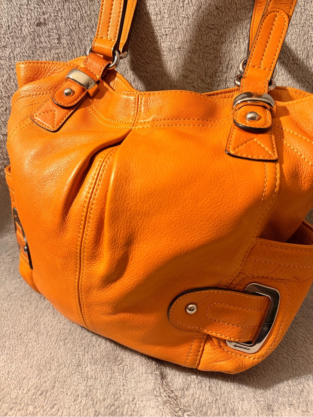 b. makowsky Orange Leather Shoulder Bag - Picture 5 of 8